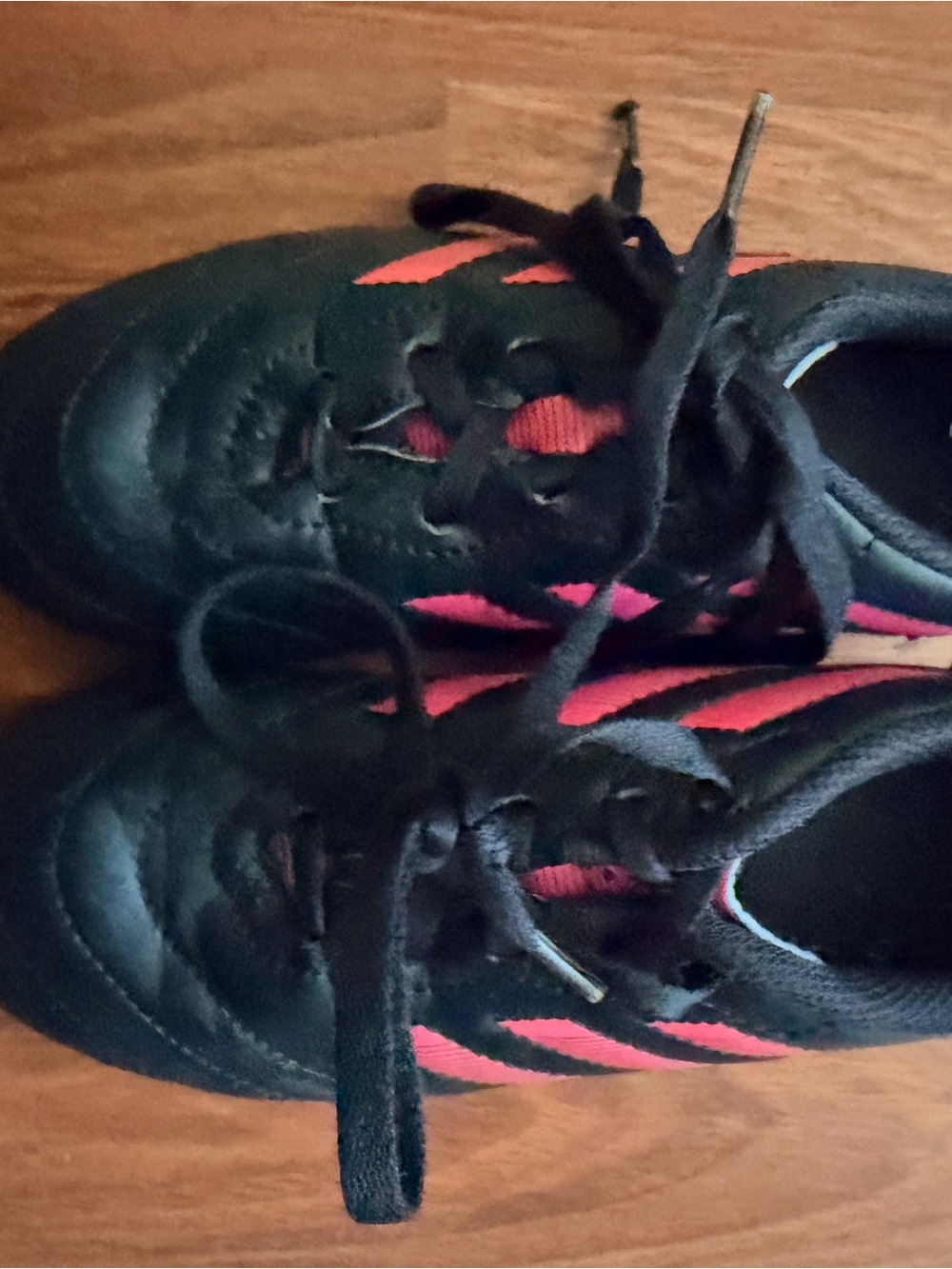 adidas Kids Black and Pink Stripe Cleats